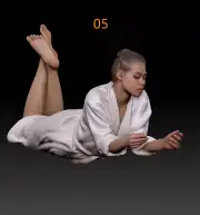 Resin 1/64 Diorama Mini Figure Sexy Bathrobe Girl 05 Beach Swimming Pool Scene