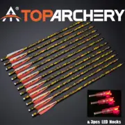 12PCS 20" Carbon Bolts Arrows & 3pcs LED Lighted Nocks Hunting Shooting
