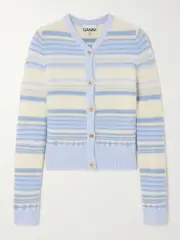 GANNI - Striped Knitted Cardigan - Multi - small