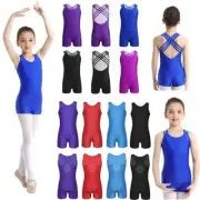 Girls Fitness Unitard Biketard Keyhole Back Gymnastic Leotard Jumpsuit Costumes