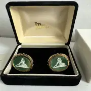 Vintage Mint Dante Cufflinks Museum Masterpiece Kiss Cameo Incolay Psyche Cupid