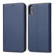 Horizontal Flip Pu Leather Case For Iphone Xs / X With Holder and Card Slots and Wallet(Blue)