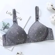 [ANRIO] Mom Cotton Bra Plus Large Big Size Wireless Thin Daily Bras Middle-Aged Elderly Underwear Women Bralette (Color : Dark Gray, Size : 44/100B)