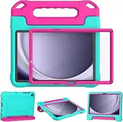 YIHE Kids Case for Samsung Galaxy Tab A9+/ A9 Plus 11 Inch 2023 (SM-X210/X216/X218), Shockproof Handle Stand Galaxy Tablet A9 Plus Case with Built-in Screen Protector, Cyan&Pink
