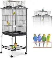 Bird Cage Parrot Aviary Pet Stand-Alone Budgie Perch Castor Wheels Large 136 x 46 x 46cm