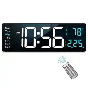 16.2 Inch Large Display Wall Clocks, LED Digital Clock with Remote Control fo...