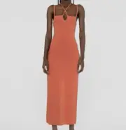 $400 Sir The Label Women Orange Nadja Knitted Sleeveless Midi Dress Size 2