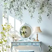 VePret Flower Wall Decals Peel and Stick, Large Watercolor Floral Leaves Vinyl Wall Stickers, Removable Plant Vine Home Decor Art for Bedroom Living Room Classroom Office, Green