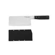 KitchenAid Gourmet Forged Triple Rivet Cleaver Knife with Custom Fit Blade Cover, 6 inch, Sharp Kitchen Knife, High Carbon Japanese Stainless Steel Blade, Meat Cleaver, Black