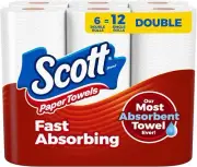 Scott Paper Towels, Choose-A-Sheet, 6 Double Rolls = 12 100 sheet (Pack of 6)