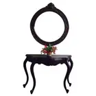 Solid Mahogany Wood Hall Table & Mirror Serpentine Antique Reproduction Style