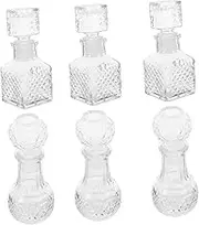 DECORNIJIA 6Pcs Elegant Crystal Decanter Transparent Wine Bottles Capacity for Home Bar for Wine Lovers Festive Occasions Wine Freshness Preservation