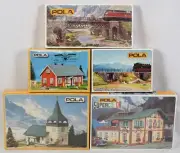 Lot of 5 Pola Model Train Buildings & Bridges HO Church Cafe House Vintage NEW