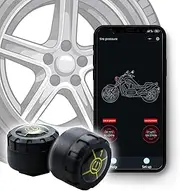DoHome Tire Pressure Monitoring Wireless TPMS Monitor System with 2 External Sensors, Real-Time Monitoring Pressure and Temperature Display on APP for Motorcycle