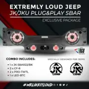 DS18 Extremely Loud Jeep JK/JKU Plug&PLay Sound Bar Package (4 Speakers)