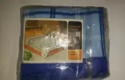 Vintage JC Penney Tattersall Blanket Full Size 80" x 90" Blue