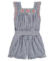 [Tartine et Chocolat] Tartine et Chocolat Embroidered gingham cotton playsuit Y 10 blue