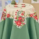 Embroidered Christmas Vintage Style Poinsettia Cutwork Square Table Cloth 33"