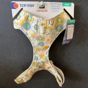 NWT Top Paw (L) Soft Chest Dog Puppy Harness Retro Floral Spring Yellow Blue