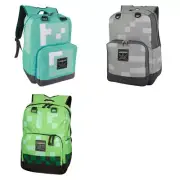 New JINX Minecraft Block Full Size Backpack 18" Blue/Green/Grey