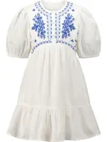 Miss Mango Girls Broderie Dress, White, Size 10