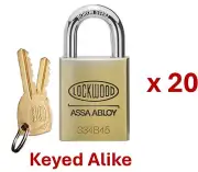 20 x Lockwood 334B45 Padlock - Keyed Alike - 40 Original Keys - 334B45/125/5KA