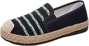 [Generic] Arch Support Dress Shoe Summer and Autumn Ethnic Style Embroidery Casual Comfortable Linen Shoes Soft Sole Shoes Light Breathable Casual Leather Shoe