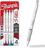 Sharpie S-Gel Pens Fashion Barrel Gel Ink Pens Pearl White Body Medium Point (0.7Mm) Writing Coloring Gel For Journaling Bold Jewel Color Assortment 4 Count