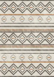 Venice Grey Orange Ivory Geometric Washable Rugs