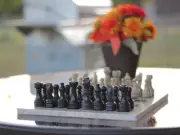 Marble Chess Set with Gift Case - Coral and Black Chess Set - 15 Inch Chess Set