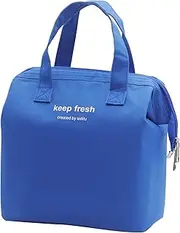 [Mziart] Insulated Lunch Bag Simple Bento Cooler Bag Lunch Tote Bag for Lunch Box for Women Men Adult Picnic Working Hiking Beach (Blue)