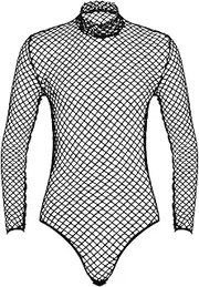 [WANFJ] Lingerie Set Men Gay Mesh Bodysuit Long Sleeve Leotard Bodysuit Sexy Party Male Hot Lingerie Exotic Costume Clubwear