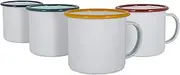 Argon Tableware White Enamel Mugs - Steel Outdoor Camping Tea Coffee Cup - 375ml - 4 Colours