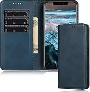 FROLAN for iPhone 12 Pro Max Wallet Case with Card Holder, Premium PU Leather Credit Slot Flip Folio Book Drop Protection Shockproof Phone Cover for iPhone 12 Pro Max 6.7 Inch - Navy Blue