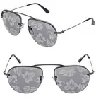 PRADA TEDDY PR58OS Aviator Gunmetal Blue Hibiscus Mirrored Print Sunglasses 58O