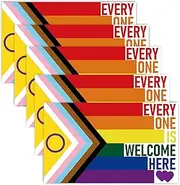 5 PCS Everyone is Welcome Here New Intersex-Inclusive Pride Flag Sticker,Progress LGBTQ Rainbow Banner Decal for Car Bumper Window Laptop