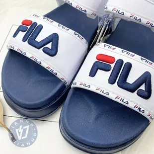 帝安諾- 實體店面 FILA 韓國 小串標 涼鞋 深藍 白色 厚底涼鞋【APP下單享4%點數】