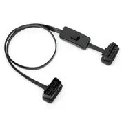 OBD2 Male to Female Right Angle Diagnostic Extension Cable 60CM with Power Switch OBD Switch Cable Diagnostic Tool Black