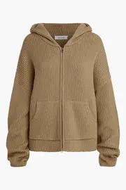 KNIT ZIP UP HOODIE