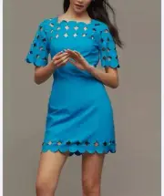 NWT By Anthropologie Circle Cutwork Mini Shift Dress US Size 14 Black