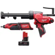 Milwaukee Rotary Tool 12V Cordless w/10 oz. Caulk+Adhesive Gun+6.0AhBattery Pack