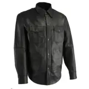 Milwaukee Leather LKM1601 Men's Black Lightweight Snap Front Casual Biker