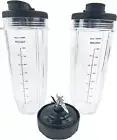 Blender Replacement Parts for Ninja 2 X 32Oz Cups &2 X Lids and 7 Fins Extractor