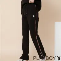 在飛比找momo購物網優惠-【PLAYBOY】開衩側邊織帶長褲(黑色)