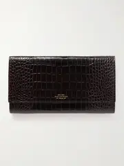 [Smythson] Smythson - Marshall Croc-effect Leather Travel Wallet - Black - One size One size Black