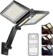 Solar Street Lights, Quntis 180Led Motion Sensor Dusk to Dawn Security Flood Light, 3 Lighting Modes with Rem0te Control Solar Outdoor IP65 Waterproof Wall Lamp for Yard Porch Patio Driveway Parking