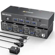 [New] KCEVE HDMI USB3.0 KVM Switch 4K@60Hz 2K@120Hz Dual Monitor 4 USB Ports