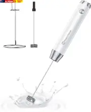 Rechargeable Milk Frother with Stand, Lunafro Handheld Electric Foam Maker Water