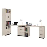 在飛比找森森購物網優惠-Boden-曼珊10尺多功能伸縮書櫃+雙人書桌/書櫃型工作桌
