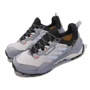 adidas 登山鞋 Terrex AX4 GTX 灰 藍 Gore-Tex 愛迪達 防水 女鞋 ACS HQ1052